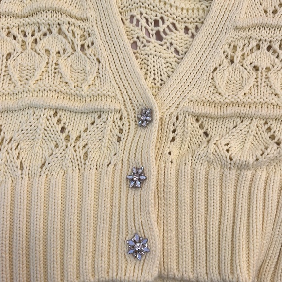 Zara yellow crochet cropped cardigan - Picture 3 of 4